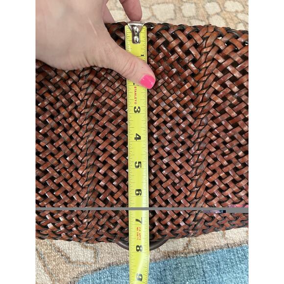 TALBOTS Vintage Brown Leather Woven Zip Top Handle Doctor's Bag Purse Satchel - Picture 14 of 15